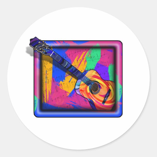GROOVY GUITAR RONDE STICKER (Voorkant)