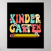 Groovy Hallo Kindergarten Vibes Retro Teacher Back Poster (Voorkant)