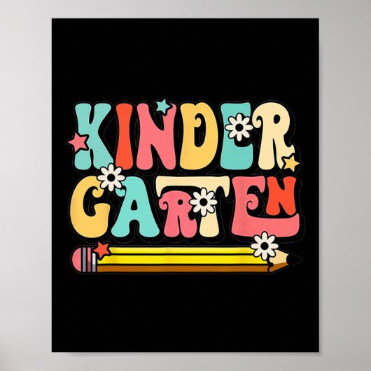 Groovy Hallo Kindergarten Vibes Retro Teacher Back Poster (Voorkant)