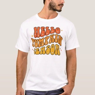 Groovy Hallo Pompoenseizoen Retro Herfst Glans T-shirt