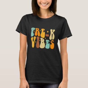 Groovy Hallo Pre K Vibes Retro Teachers Kinder Ter T-shirt