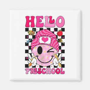 Groovy Hallo Preschool Pre-k Studenten Eerste Dag Magneet
