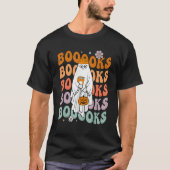 Groovy Halloween Booooks Ghost Hippie Boo Reading  T-shirt (Voorkant)