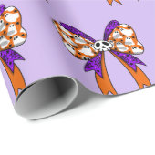 Groovy Halloween Cute Ghost Funny Retro Pattern Cadeaupapier (Rol Hoek)
