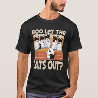 Groovy Halloween Ghost Cats Boo Laat de Katten Uit T-shirt