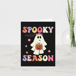 Groovy Halloween Ghost Holding Pompoen Spooky Zeee Kaart