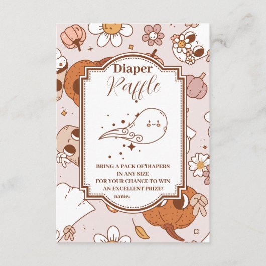 Groovy Halloween Little Boo Baby Raffle Diapper Informatiekaartje (Voorkant)