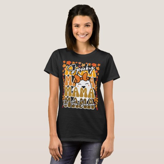 Groovy Halloween Mama Herfst Schattige Ghost Funny T-shirt (Voorkant volledig)
