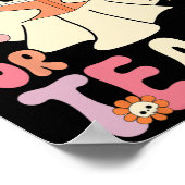 Groovy Halloween Trick of Teach Retro Floral Ghost Poster (Hoek)