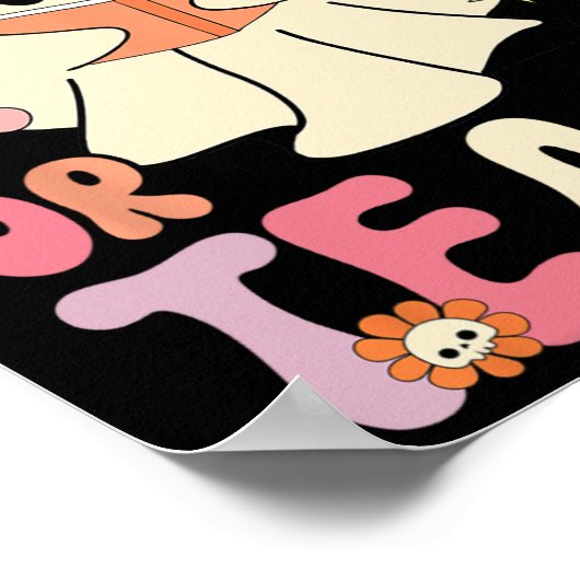 Groovy Halloween Trick of Teach Retro Floral Ghost Poster (Hoek)
