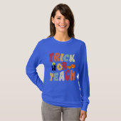 Groovy Halloween Trick of Teach Retro Ghost T-shirt (Voorkant volledig)