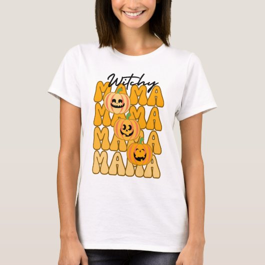 Groovy Halloween Witchy Mama grappige halloween T-shirt (Voorkant)