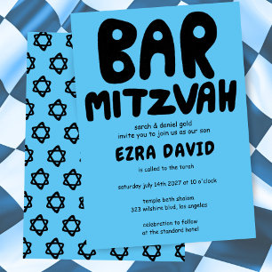 Groovy Handlettering Custom BAR Mitzvah Bold Stars Kaart