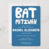 Groovy Handlettering Custom Bat Mitzvah Blue Stars Kaart (Voorkant)