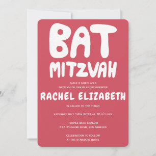 Groovy Handlettering Custom Bat Mitzvah Pink Stars Kaart