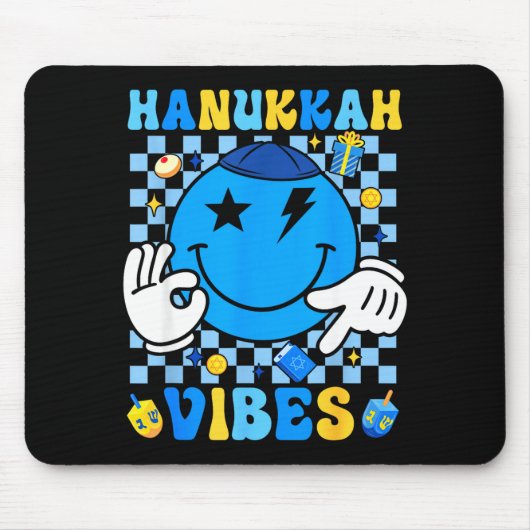 Groovy Hanukkah Vibes Chanukah Pajama Happy Hanukk Muismat (Voorkant)