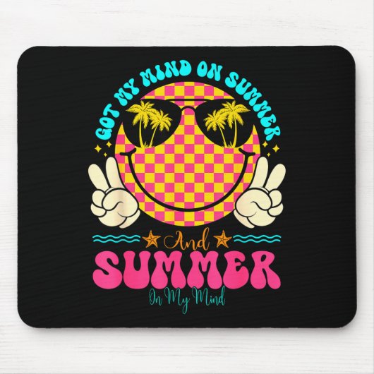 Groovy Happy Face Summer Vibes Got My Mind On Summ Muismat (Voorkant)
