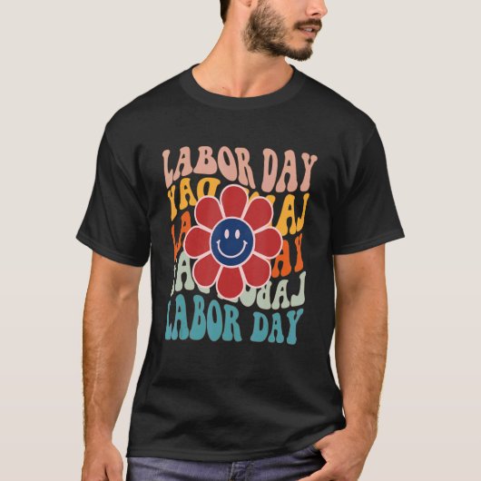 Groovy Happy Labour Day American Labour Day Smile  T-shirt (Voorkant)