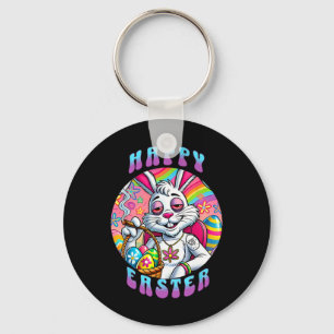 Groovy Happy Pasen Konijn Rookt Wiet Grappig Sleutelhanger