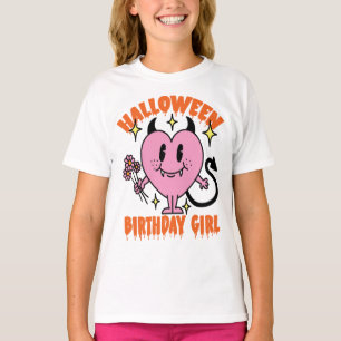Groovy Hart Ghost Halloween Verjaardag Meisje T-shirt