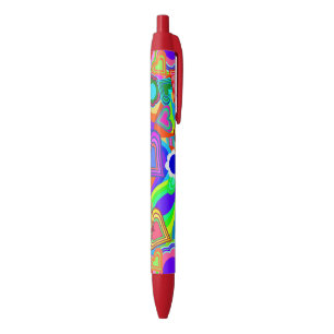 Groovy Harten Bloemen Zwarte Inkt Pen