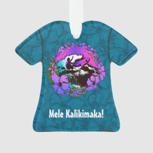 Groovy Hawaiian Surfer 1960 Retro Aloha Shirt Ornament