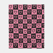 Groovy Heart Shape Checkerboard, Y2K 90s Fleece Deken (Voorkant)