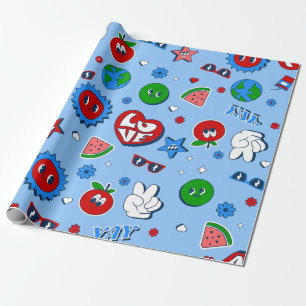Groovy Heart Watermelon Earth valentijn jaren 60 Cadeaupapier
