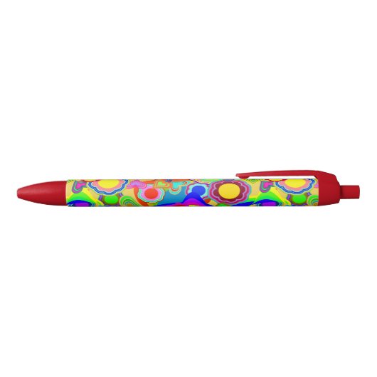 Groovy Hearts Bloemen Zwarte Inkt Pen (Bovenkant)