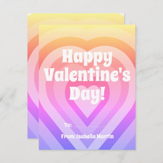 Groovy Hearts Kinder Klaslokaal Valentijnsdag Feestdagenkaart (Voorkant / Achterkant)