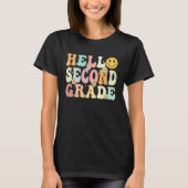 Groovy Hello 2nd Second Grade Back To School Teach T-shirt (Voorkant)