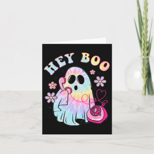 Groovy Hey Boo Schattige Ghost Funny Halloween Gir Kaart