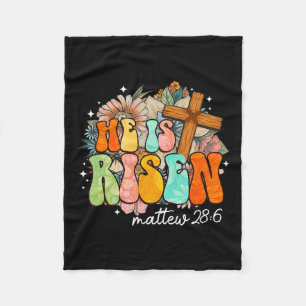 Groovy Hij is verrezen Cross Jezus Religieuze Pase Fleece Deken