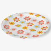 Groovy hippe retro moderne leuke bloemgezichten papieren bordje (Gekanteld)