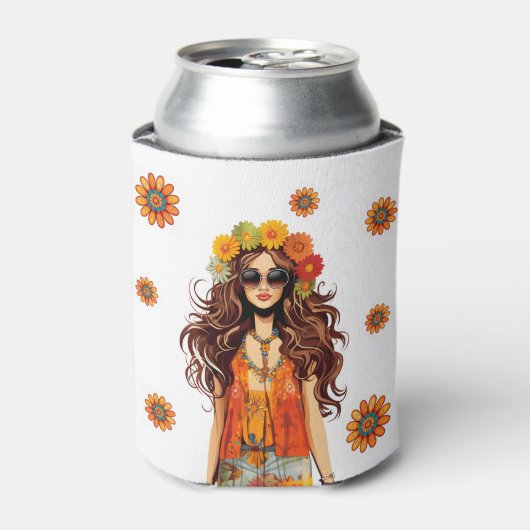 Groovy Hippie 1970's thema verjaardagsfeestje Blikjeskoeler (Blikje Voorkant)