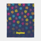 Groovy Hippie Bloem Douche Aangepaste Naam Fleece Deken (Voorkant)