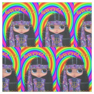 Groovy Hippie Chick Paarse Headband Peace Sign Stof