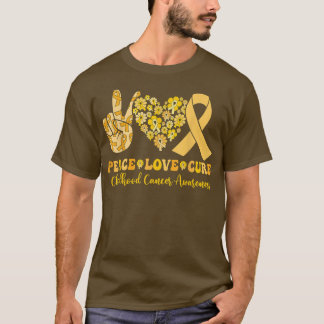 Groovy Hippie Childhood Cancer Awareness Peace Lov T-shirt