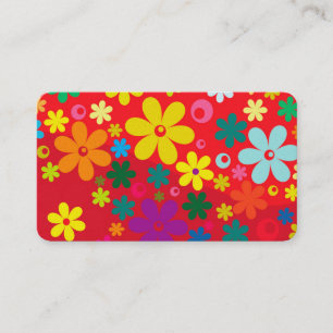 Groovy Hippie Colorful Flowers Love Peace Patroon Visitekaartje