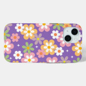 Groovy Hippie Daisy Pattern Paarse Case-Mate iPhone Case (Achterkant (horizontaal))