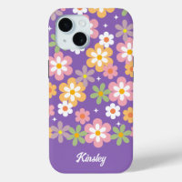 Groovy Hippie Daisy Pattern w / naam Paarse
