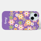 Groovy Hippie Daisy Pattern w / naam Paarse Case-Mate iPhone Case (Achterkant (horizontaal))