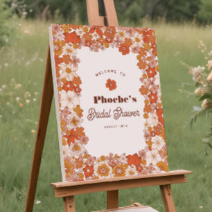 Groovy Hippie Floral Terracotta Vrijgezellenfeest Poster