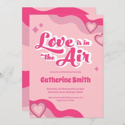 Groovy Hippie Heart Bridal Shower Kaart (Voorkant / Achterkant)