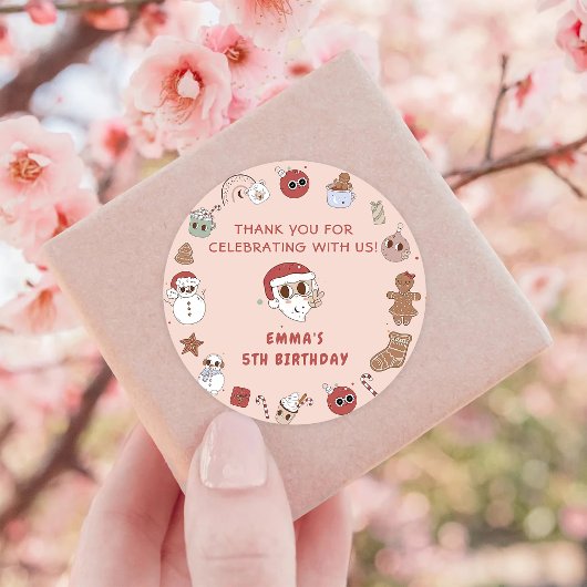 Groovy Hippie Kerstmis Kerstman Verjaardagsfeest Ronde Sticker