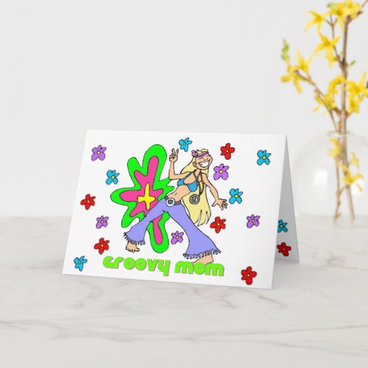 Groovy Hippie Moederdag Kaart (Gele Bloem)