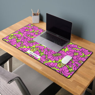 Groovy Hippie Neon roze & geel bloemmotief Bureaumat