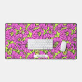 Groovy Hippie Neon roze & geel bloemmotief Bureaumat (Keyboard & Muis)