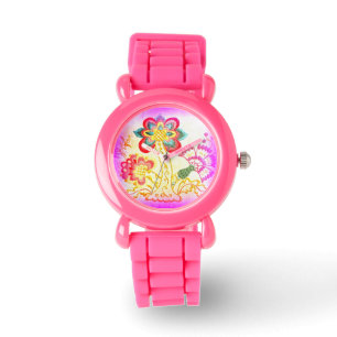 groovy hippie palm boomroze glitter watch horloge