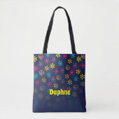 Groovy Hippie Peace and Flower Shower Custom Name Draagtas (Voorkant)
